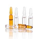 Medical ampoules for injection on white background